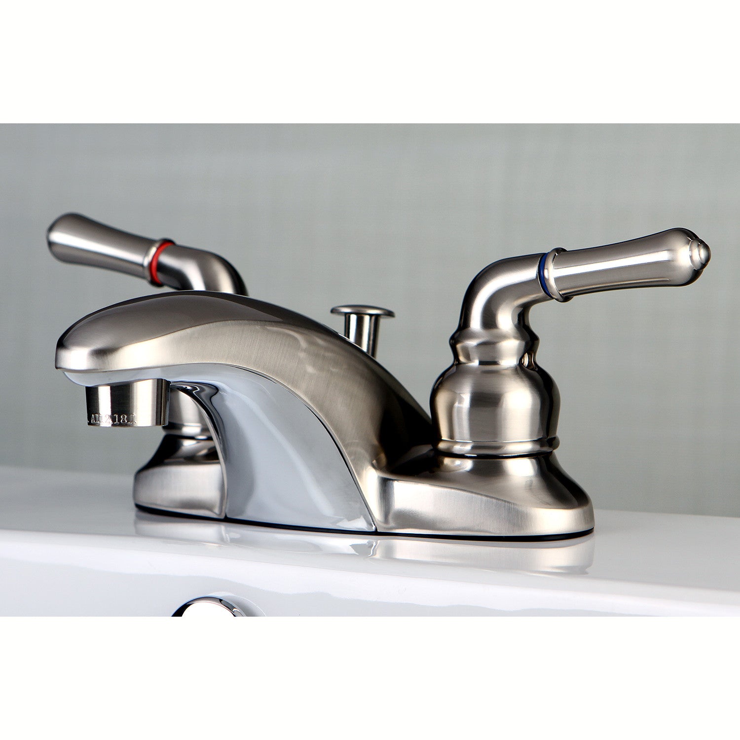 Kingston Tulare FB628 - Magellan Double-Handle 3-Hole Deck Mount 4-Inch Centerset Bathroom Faucet with Pop-Up Drain, Brushed Nickel — thumbnail 2